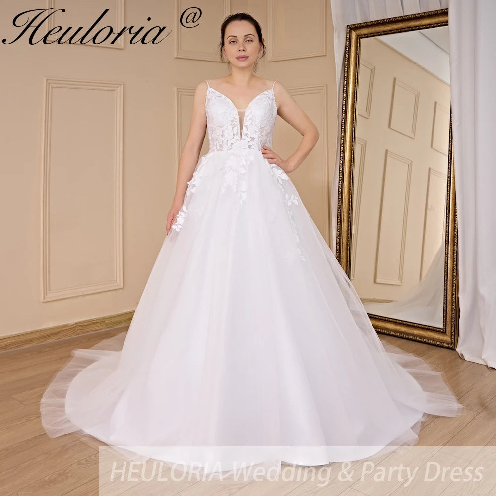 HEULORIA elegant wedding dress A line lace bride dress Robe De Mariee Wedding Bride Dress AL-787