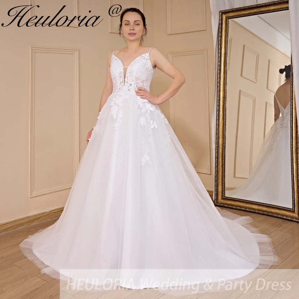 HEULORIA elegant wedding dress A line lace bride dress Robe De Mariee Wedding Bride Dress AL-787