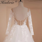 HEULORIA elegant wedding dress A line long sleeve bridal dress Robe De Mariee lace applique Wedding Bride Dress AL-554