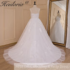 HEULORIA A-line Sweetheart Court Train Lace Tulle Wedding Dress