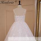HEULORIA A-line Sweetheart Court Train Lace Tulle Wedding Dress