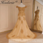 HEULORIA mermaid evening dress off shoulder lace beading wedding party dress long train formal prom dress ME-646