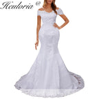 HEULORIA off shoulder Mermaid Wedding Dresses lace beading bride dress plus size wedding gown Robe de mariage customize ME-OFN