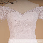 HEULORIA off shoulder Mermaid Wedding Dresses lace beading bride dress plus size wedding gown Robe de mariage customize ME-687