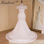 HEULORIA off shoulder Mermaid Wedding Dresses lace beading bride dress plus size wedding gown Robe de mariage customize ME-687