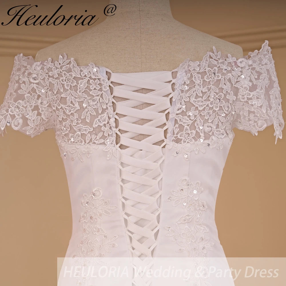 HEULORIA off shoulder Mermaid Wedding Dresses lace beading bride dress plus size wedding gown Robe de mariage customize ME-687