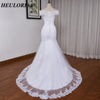 HEULORIA off shoulder Mermaid Wedding Dresses lace beading bride dress plus size wedding gown Robe de mariage customize ME-OFN