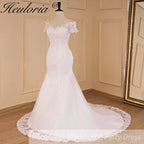 HEULORIA off shoulder Mermaid Wedding Dresses lace beading bride dress plus size wedding gown Robe de mariage customize ME-687