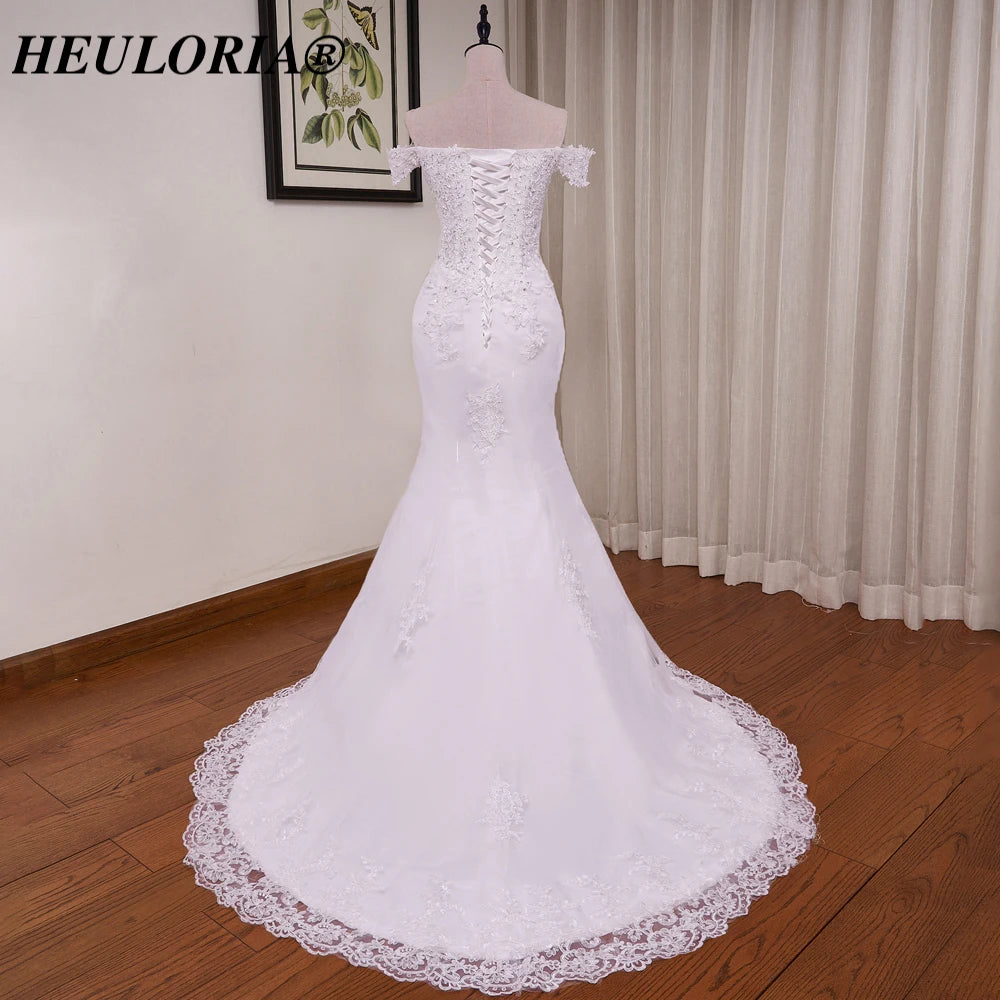 HEULORIA off shoulder Mermaid Wedding Dresses lace up plus size Bride Dress Robe de mariage customize ME-51004