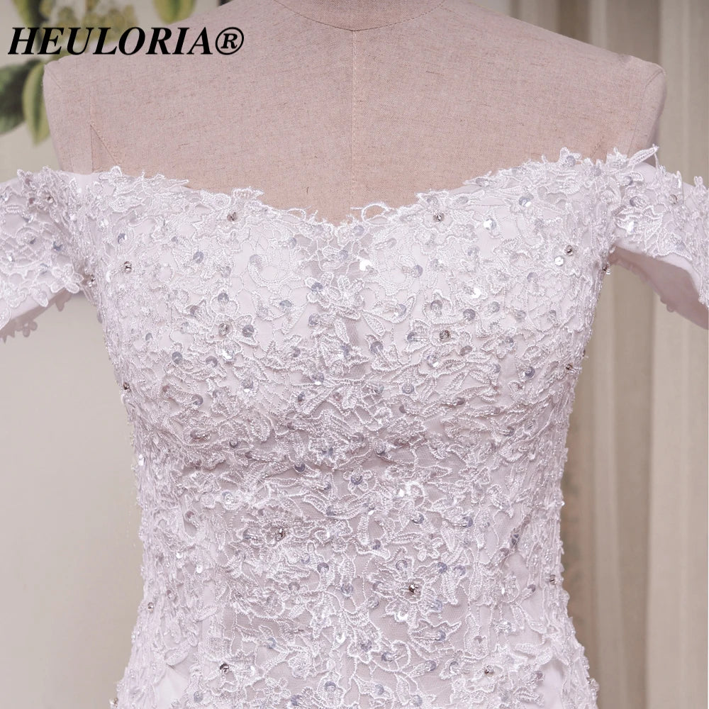 HEULORIA off shoulder Mermaid Wedding Dresses lace up plus size Bride Dress Robe de mariage customize ME-51004