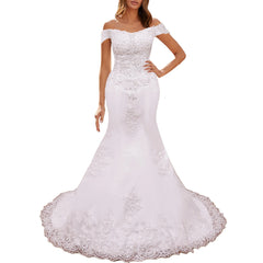 HEULORIA off shoulder Mermaid Wedding Dresses lace up plus size Bride Dress Robe de mariage customize ME-51004