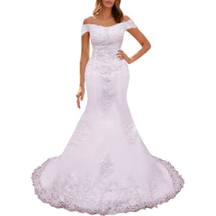 HEULORIA off shoulder Mermaid Wedding Dresses lace up plus size Bride Dress Robe de mariage customize ME-51004