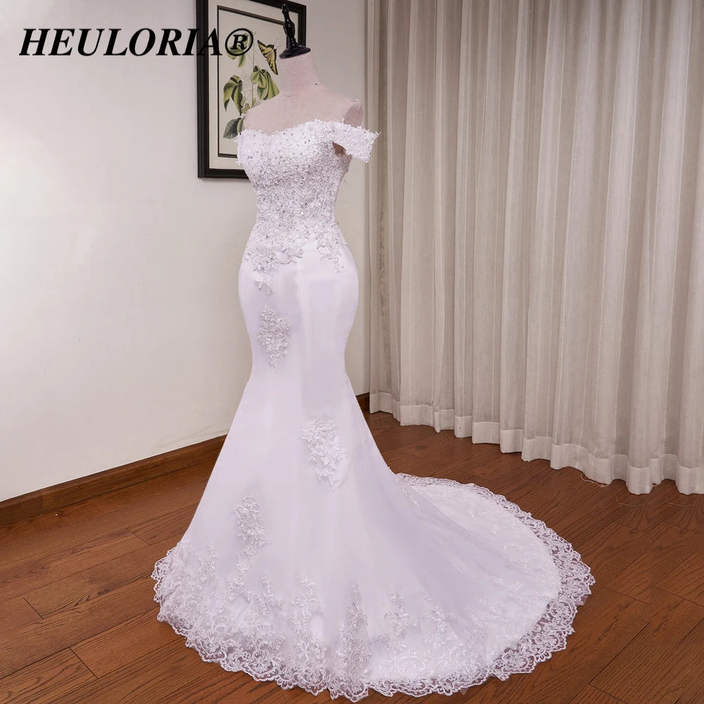 HEULORIA off shoulder Mermaid Wedding Dresses lace up plus size Bride Dress Robe de mariage customize ME-51004