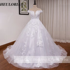 HEULORIA off shoulder lace beading princess ball gown wedding dress plus size shinny skirt bridal dress BA-1214