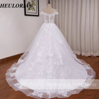 HEULORIA off shoulder lace beading princess ball gown wedding dress plus size shinny skirt bridal dress BA-1214