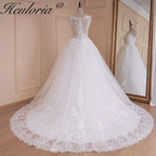 HEULORIA princess wedding dress V neck lace applique shinny sequined skirt bride dress ball gown wedding gown BA-537