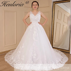 HEULORIA princess wedding dress V neck lace beading shinny sequined skirt bride dress ball gown wedding gown BA-537A