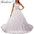HEULORIA princess wedding dress lace applique shinny sequined beading belt ball gown bride dress plus size Robe De Mariee BA-0930