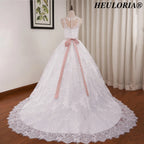 HEULORIA princess wedding dress lace applique shinny sequined beading belt ball gown bride dress plus size Robe De Mariee BA-0930