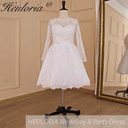 HEULORIA princess wedding dress long sleeve detachable 2 in 1 bride dress lace beading plus size robe de mariee Wedding gown BA-713