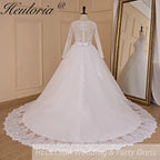 HEULORIA princess wedding dress long sleeve detachable 2 in 1 bride dress lace beading plus size robe de mariee Wedding gown BA-713