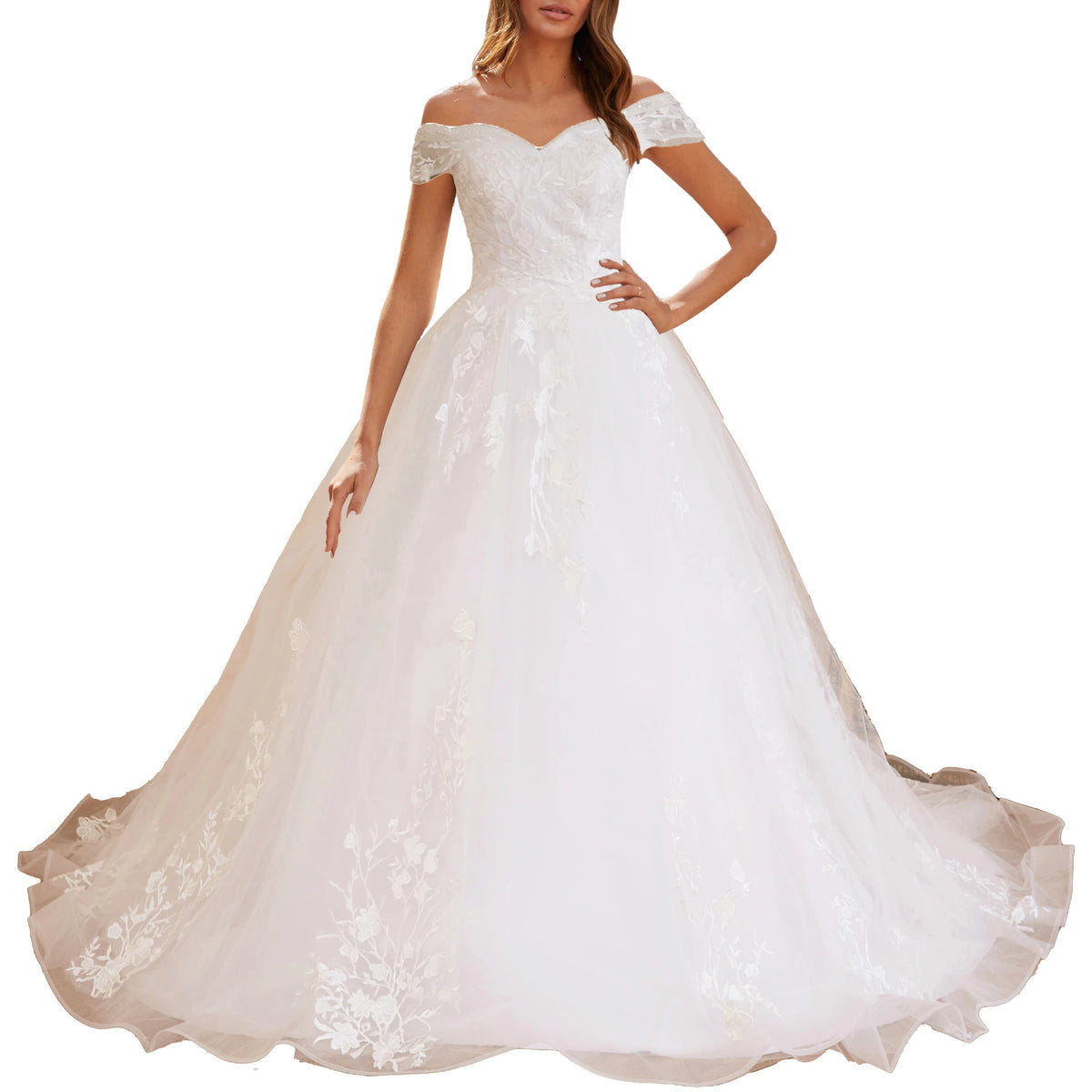 HEULORIA princess wedding dress off shoulder crystal beading lace applique bride dress plus size robe de mariee