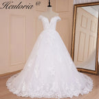 HEULORIA princess wedding dress off shoulder lace applique bride dress plus size robe de mariee BA-546
