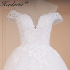 HEULORIA princess wedding dress off shoulder lace applique bride dress plus size robe de mariee BA-546A