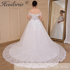 HEULORIA  Ball-Gown/Princess Off the Shoulder Court Train Tulle Lace Wedding Dress BA-716