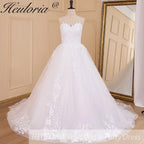 HEULORIA princess wedding dress strapless lace applique Plus Size Ball Gown bride dress lace up robe de mariee BA-610
