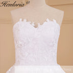 HEULORIA princess wedding dress strapless lace applique Plus Size Ball Gown bride dress lace up robe de mariee BA-610