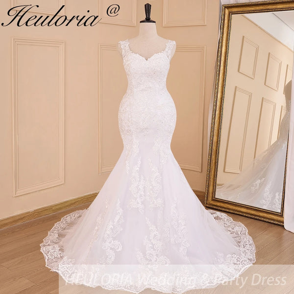 HEULORIA vintage Mermaid Wedding Dress sweetheart lace beading bride dress Robe de mariage customize