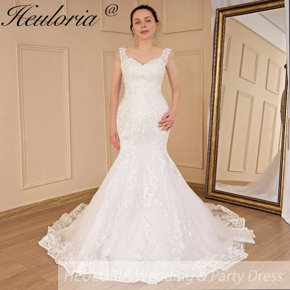 HEULORIA vintage Mermaid Wedding Dress sweetheart lace beading bride dress Robe de mariage customize ME-622A