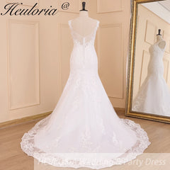 HEULORIA vintage Mermaid Wedding Dress sweetheart lace beading bride dress Robe de mariage customize ME-622