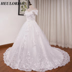 HEULORIA vintage Wedding Dress off shoulder lace applique bride dress plus size robe de mariee BA-1226