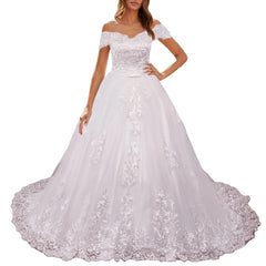HEULORIA vintage Wedding Dress off shoulder lace applique bride dress plus size robe de mariee