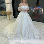 Princess Wedding Dress off shoulder lace bride dress plus size robe de mariee Lace beading Wedding Bridal Gown BA-74