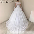 Princess Wedding Dress long sleece v neck lace bride dress plus size robe de mariee Lace beading Wedding Bridal Gown BA-62