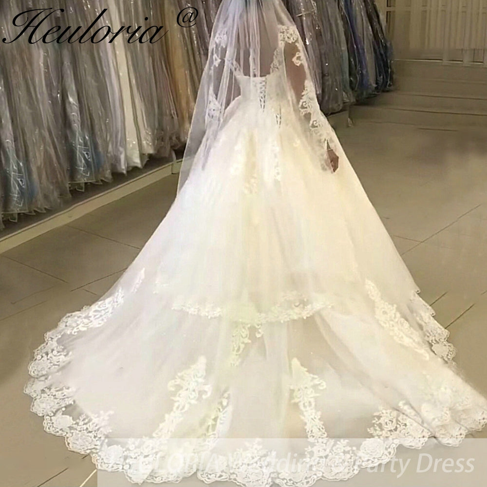 Princess Wedding Dress long sleece v neck lace bride dress plus size robe de mariee Lace beading Wedding Bridal Gown BA-56
