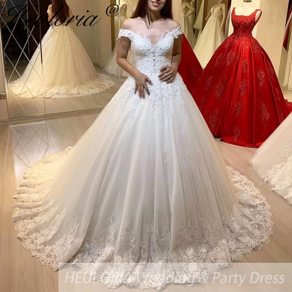 Princess Wedding Dress v neck lace bride dress plus size robe de mariee Lace beading Wedding Bridal Gown BA-48