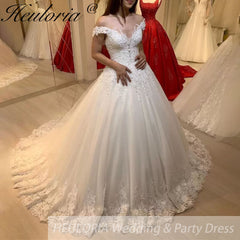 Princess Wedding Dress v neck lace bride dress plus size robe de mariee Lace beading Wedding Bridal Gown BA-48