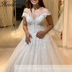 Princess Wedding Dress v neck lace bride dress plus size robe de mariee Lace beading Wedding Bridal Gown BA-48