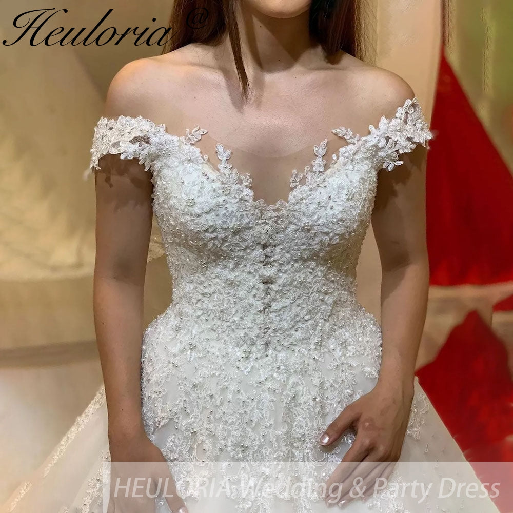 Princess Wedding Dress v neck lace bride dress plus size robe de mariee Lace beading Wedding Bridal Gown BA-48