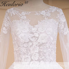 HEULORIA Princess Ball Gown Wedding Dress long sleeve bride dress o neck plus size robe de mariee Lace beading Wedding Bridal Gown BA-644