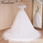HEULORIA Princess Ball Gown Wedding Dress off shoulder bride dress plus size robe de mariee Lace beading Wedding Bridal Gown BA-527