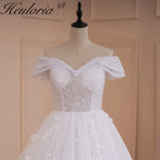HEULORIA Princess Ball Gown Wedding Dress off shoulder bride dress plus size robe de mariee Lace beading Wedding Bridal Gown AL-527