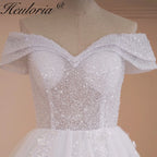 HEULORIA Princess Ball Gown Wedding Dress off shoulder bride dress plus size robe de mariee Lace beading Wedding Bridal Gown AL-527