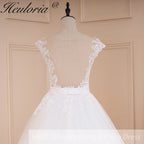 Princess Ball Gown Wedding Dress sheer back bride dress V neck plus size robe de mariee Lace beading Wedding Bridal Gown