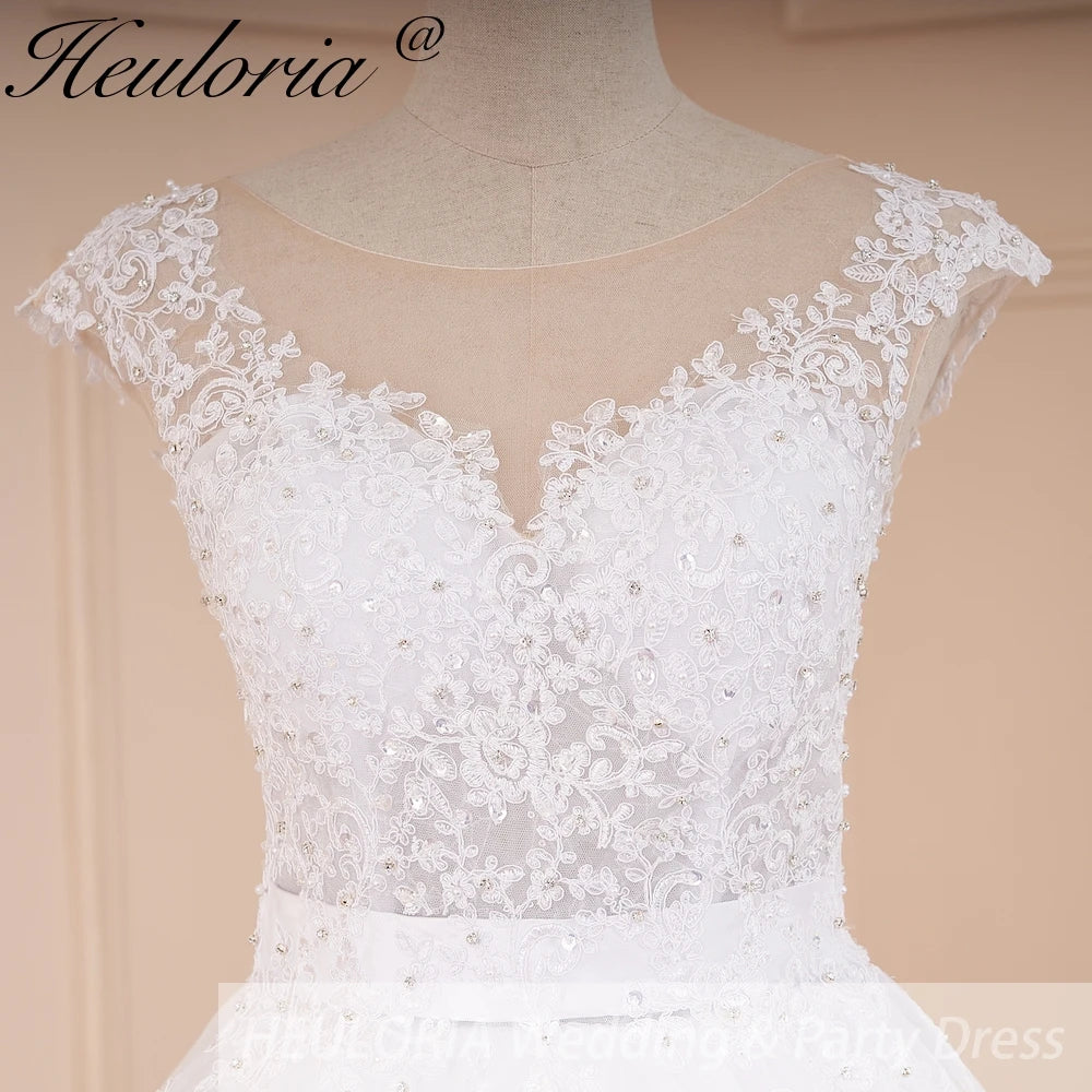 Princess Ball Gown Wedding Dress sheer back bride dress V neck plus size robe de mariee Lace beading Wedding Bridal Gown