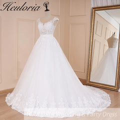 HEULORIA Princesse robe de bal robe de mariée robe de mariée sans manches chérie grande taille robe de mariée dentelle perles robe de mariée de mariage 
